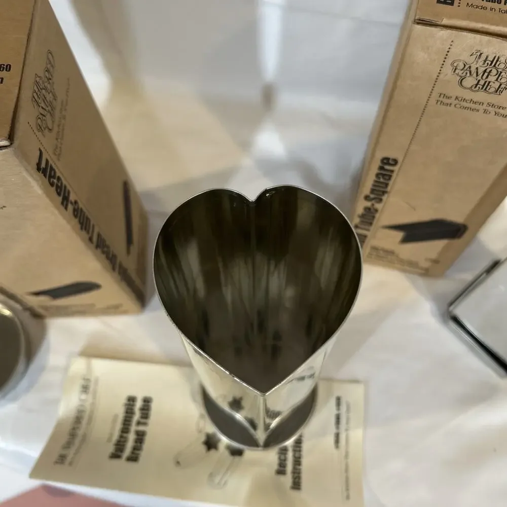 Vintage The Pampered Chef Valtrompia Square & Heart Bread Tube in Boxes